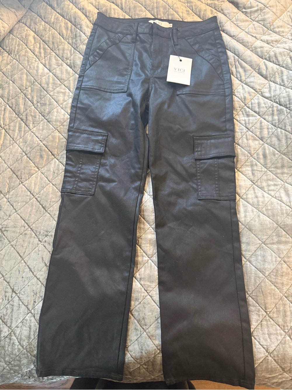 NWT VICI Black Cargo Pants with Patch & Flap Pockets